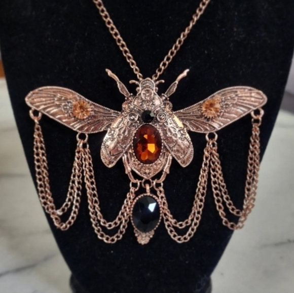 ANTIQUE SCARAB BEETLE PENDANT WITH JEWELS - Picture 2 of 5